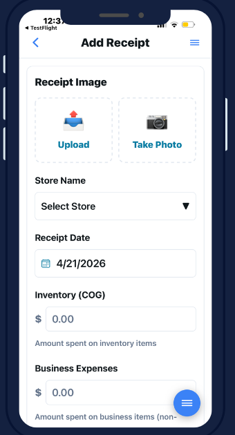 Add Receipt screen
